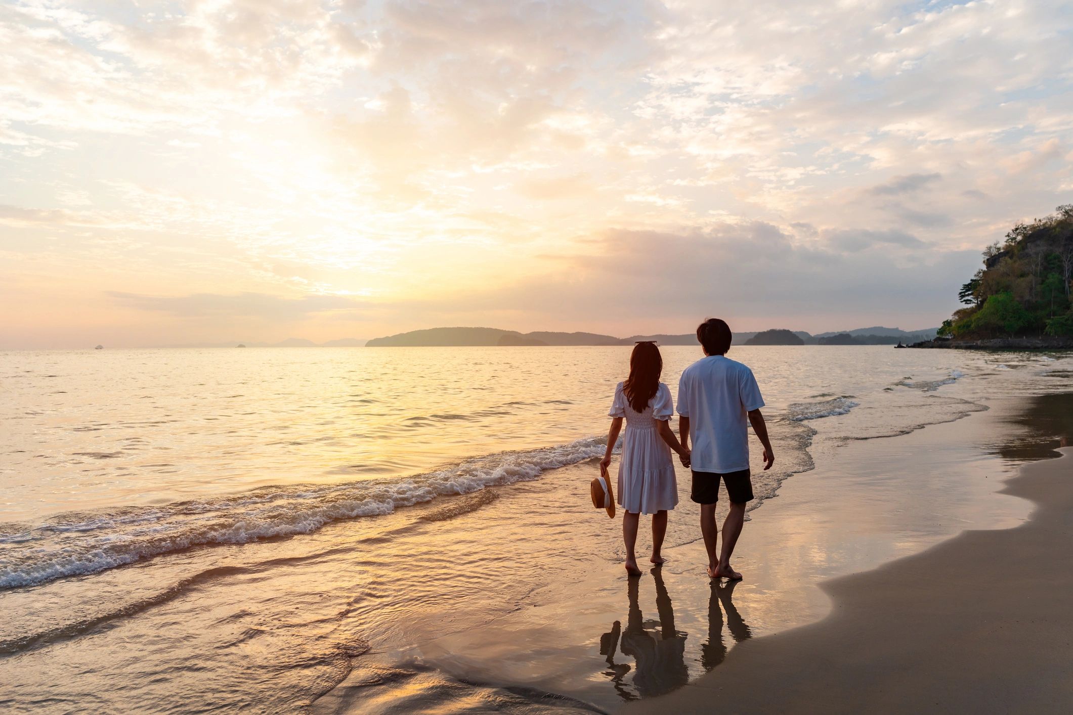 Beach sunset couple portrait